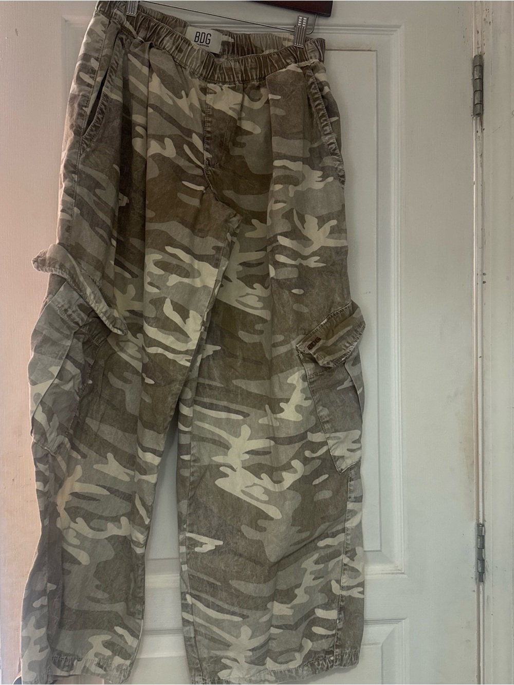 BDG Women's Camo Cargo Pants in Olive and Beige